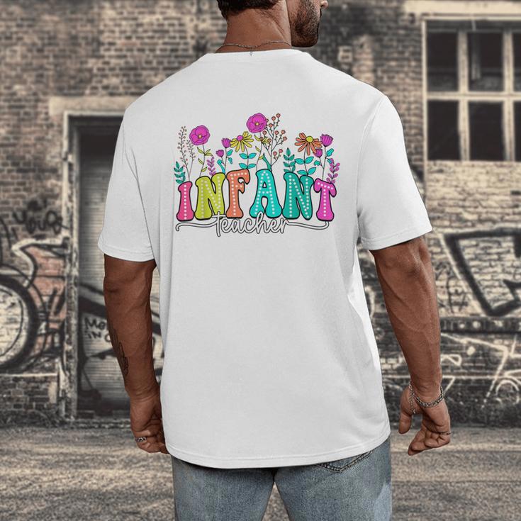 Infant Teacher Floral First Day Back To School Teaching Men's Back Print T-Shirt, funny design