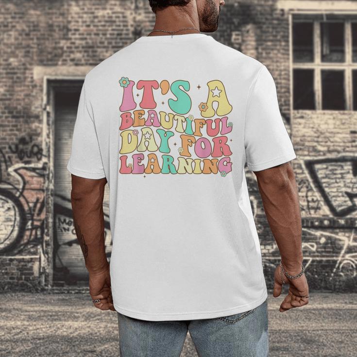 It's Beautiful Day For Learning Retro Teacher Students Women Men's Back Print T-Shirt, funny design