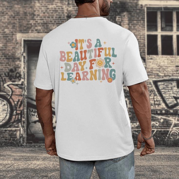 It's a Beautiful Day For Learning Teacher Students Men Women Men's Back Print T-Shirt, funny design