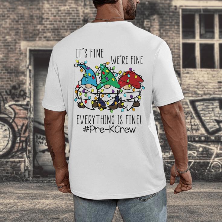 It's Fine We'Re Fine Gnome Pre-K Teacher Christmas Light For Men Women Men's Back Print T-Shirt, funny design It's Fine We'Re Fine Gnome Pre-K Teacher Christmas Light For Men Women Men's Back Print T-Shirt, funny design