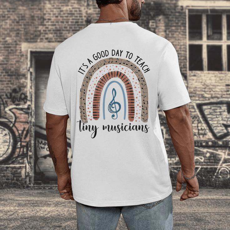 Its A Good Day To Teach Tiny Musicians Music Teacher Rainbow Men's Back Print T-Shirt, funny design Its A Good Day To Teach Tiny Musicians Music Teacher Rainbow Men's Back Print T-Shirt, funny design