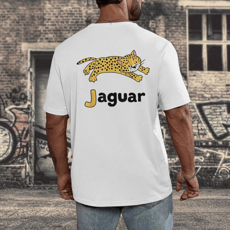 J Is For Jaguar ABC Alphabet T-Shirt For Teachers Students Men's Back Print T-Shirt, funny design J Is For Jaguar ABC Alphabet T-Shirt For Teachers Students Men's Back Print T-Shirt, funny design