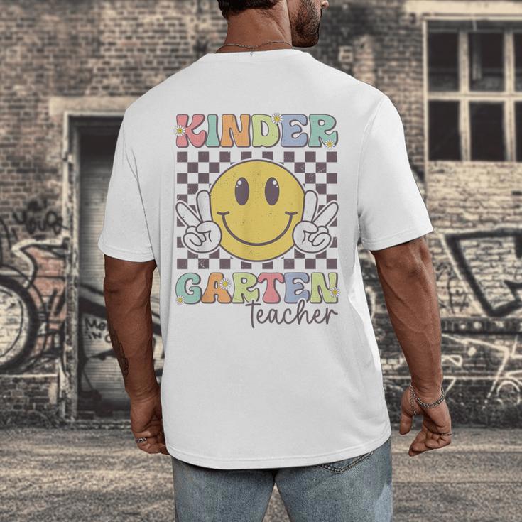 Kindergarten Teacher Team Hippie Smile Face Back To School Men's Back Print T-Shirt, funny design Kindergarten Teacher Team Hippie Smile Face Back To School Men's Back Print T-Shirt, funny design