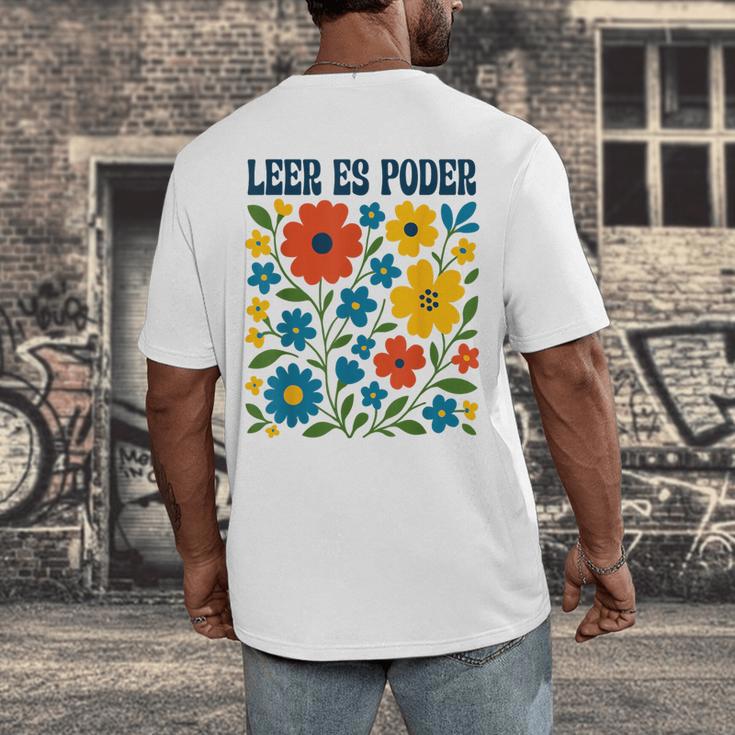 Leer Es Poder Cute Floral Boho Spanish Teacher Reading Men's Back Print T-Shirt, funny design Leer Es Poder Cute Floral Boho Spanish Teacher Reading Men's Back Print T-Shirt, funny design