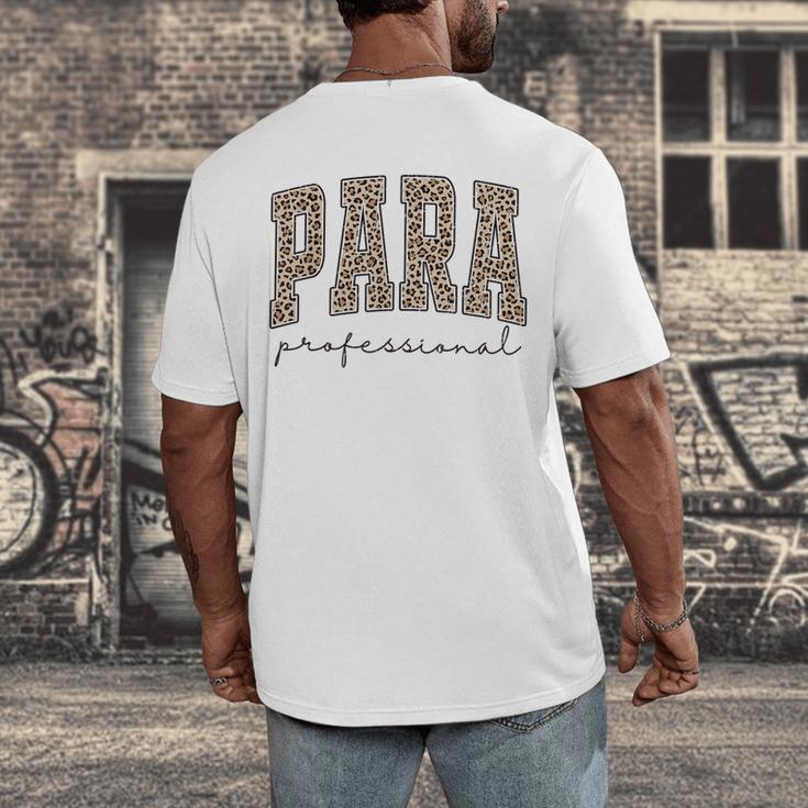 Leopard Paraprofessional Back To School Para Squad Teacher Men's Back Print T-Shirt, funny design Leopard Paraprofessional Back To School Para Squad Teacher Men's Back Print T-Shirt, funny design