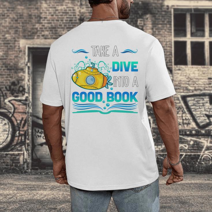 Librarian Teacher Dive Into A Good Book Reading Premium Tri-Blend Men's Back Print T-Shirt, funny design Librarian Teacher Dive Into A Good Book Reading Premium Tri-Blend Men's Back Print T-Shirt, funny design