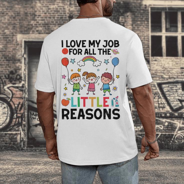 Love Job For Little Reasons Daycare Teacher Graphic Men's Back Print T-Shirt, funny design