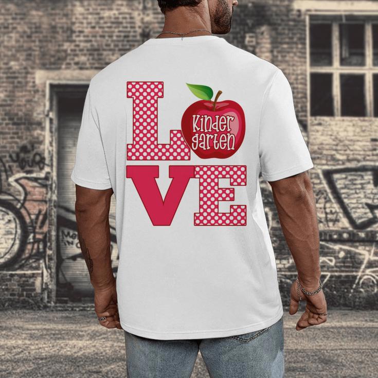 Love Kindergarten Cute Apple School Teacher Men's Back Print T-Shirt, funny design