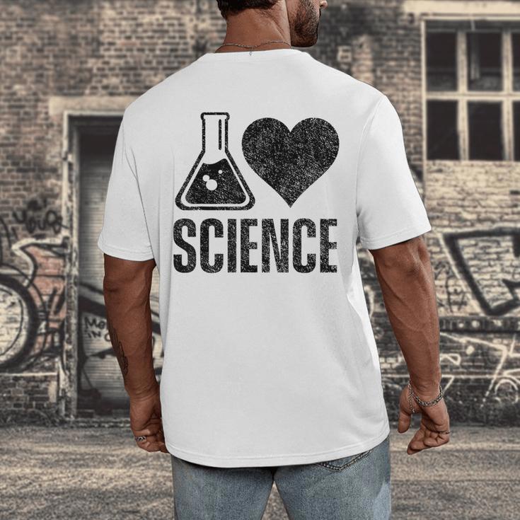 I Love Science Lover Teacher Scientist Sciences Men's Back Print T-Shirt, funny design