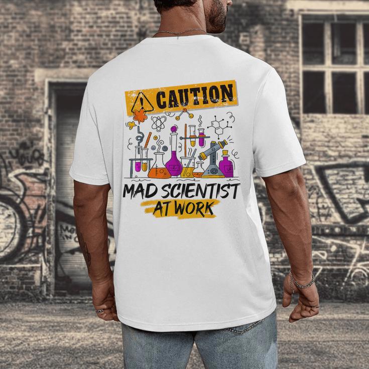 Mad Scientist Halloween Costume Science Teacher Men's Back Print T-Shirt, funny design