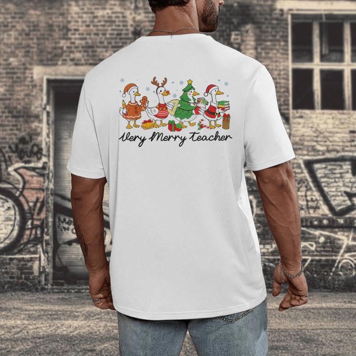 Very Merry Teacher Christmas Goose Silly Holiday Party Men's Back Print T-Shirt, funny design Very Merry Teacher Christmas Goose Silly Holiday Party Men's Back Print T-Shirt, funny design