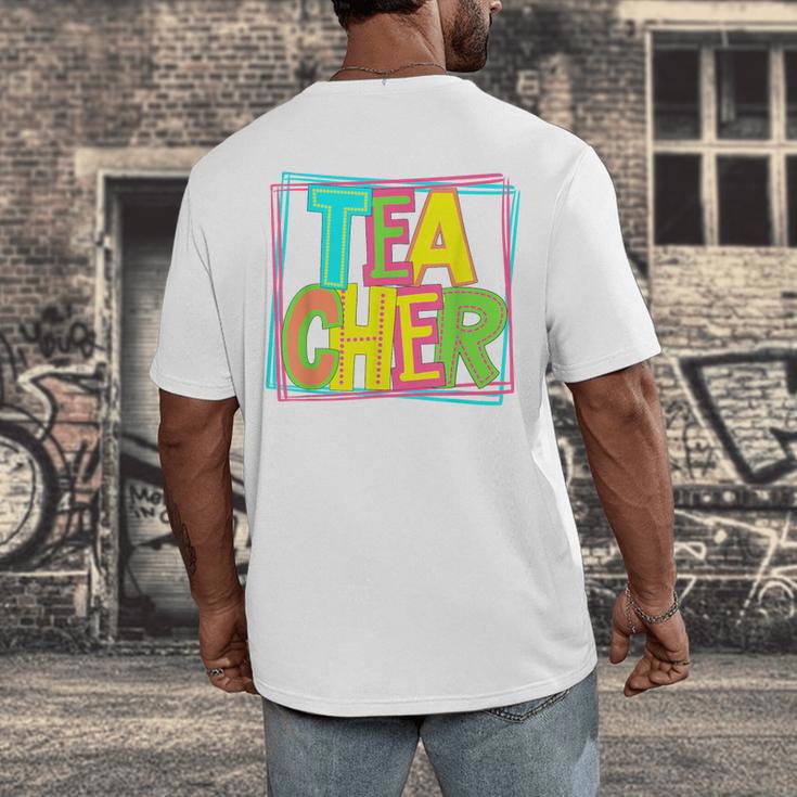Neon Retro Teacher Cute Teacher Team New Teacher Back To Sch Men's Back Print T-Shirt, funny design