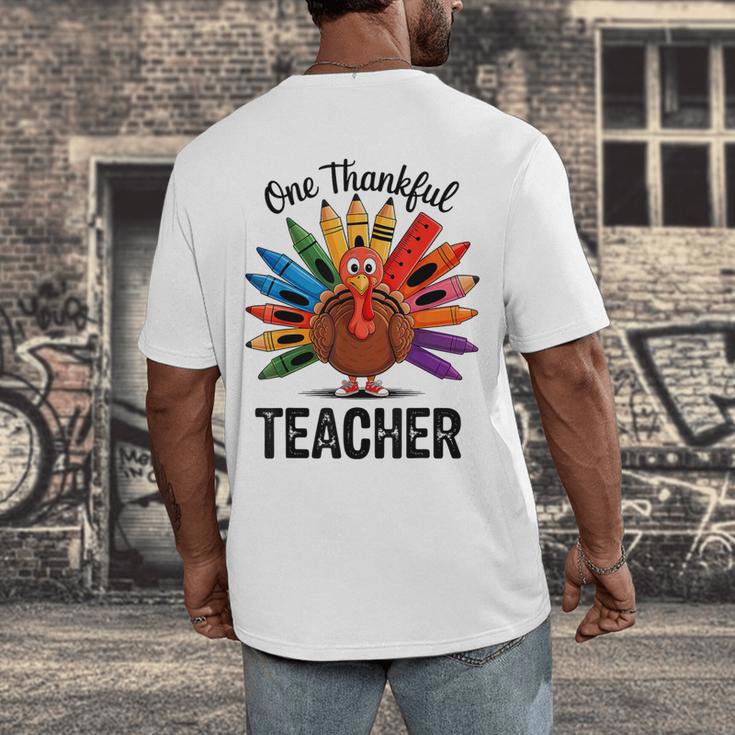 One Thankful Teacher Thanksgiving TurkeyCute Pencil Men's Back Print T-Shirt, funny design One Thankful Teacher Thanksgiving TurkeyCute Pencil Men's Back Print T-Shirt, funny design