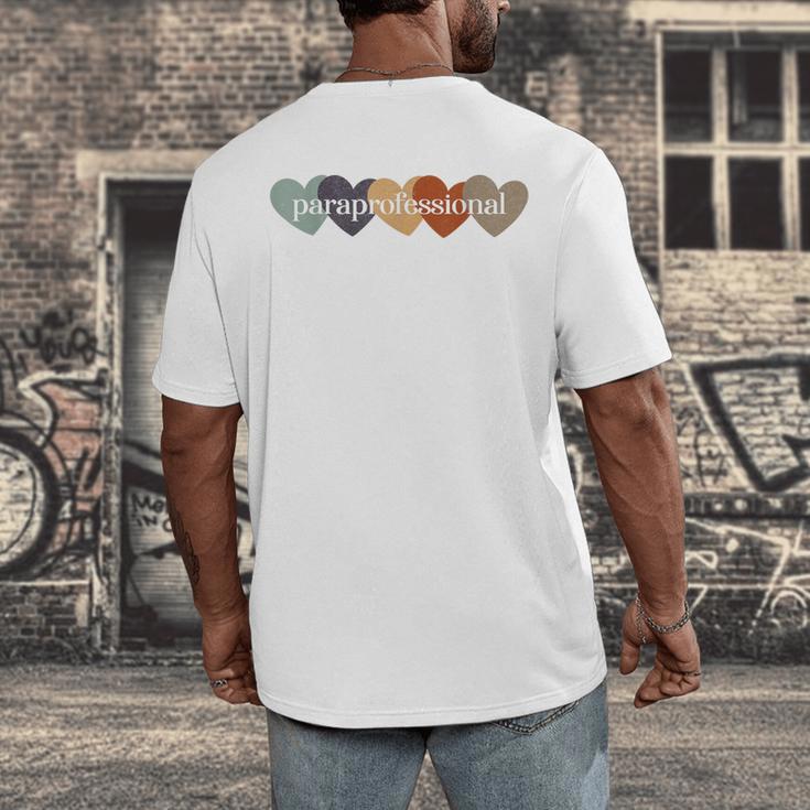 Paraprofessional Teacher Hearts Back To School Teach Rainbow Men Women Kids Men's Back Print T-Shirt, funny design