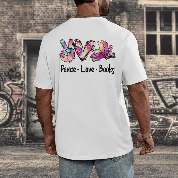 Peace Love Books Librarian Teacher Life Book Library Tie Dye Men's Back Print T-Shirt, funny design Peace Love Books Librarian Teacher Life Book Library Tie Dye Men's Back Print T-Shirt, funny design