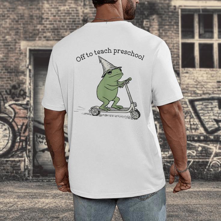 Pre K Grade Teacher Frog Back To School Preschool Men's Back Print T-Shirt, funny design Pre K Grade Teacher Frog Back To School Preschool Men's Back Print T-Shirt, funny design