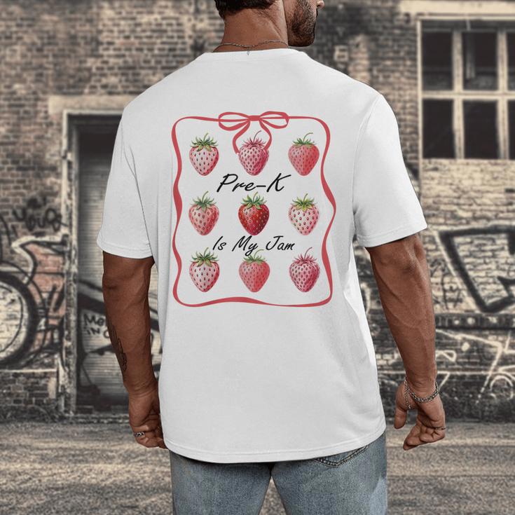 Pre K Is My Jam Teacher Team Crew Preschool Cute Strawberry Men's Back Print T-Shirt, funny design Pre K Is My Jam Teacher Team Crew Preschool Cute Strawberry Men's Back Print T-Shirt, funny design