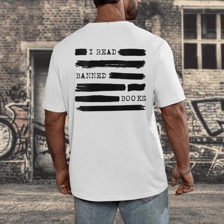I Read Banned Books Banned Books Week Librarian Teacher Men's Back Print T-Shirt, funny design I Read Banned Books Banned Books Week Librarian Teacher Men's Back Print T-Shirt, funny design