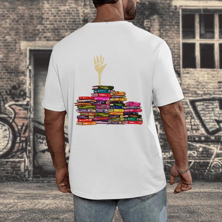 Reading Books Librarian Reader Nerd I'm Ok Teacher School Men's Back Print T-Shirt, funny design