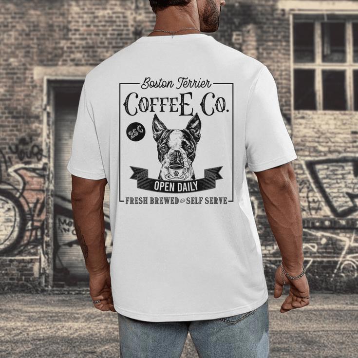 Retro Boston Terrier Coffee Dog Mom Coffee Lover Men's Back Print T-Shirt, funny design