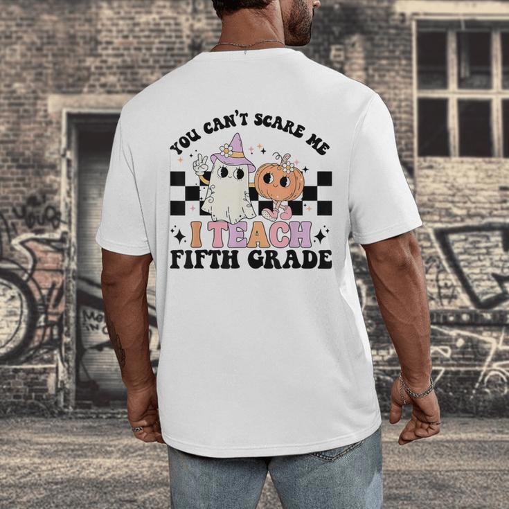 Retro You Can't Scare Me I Teach 5th Grade Teacher Halloween Men's Back Print T-Shirt, funny design Retro You Can't Scare Me I Teach 5th Grade Teacher Halloween Men's Back Print T-Shirt, funny design