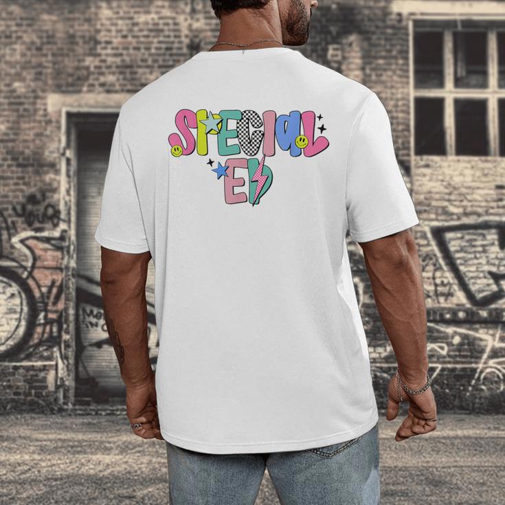 Retro Checkered Special Education Teacher Back To School Men's Back Print T-Shirt, funny design Retro Checkered Special Education Teacher Back To School Men's Back Print T-Shirt, funny design