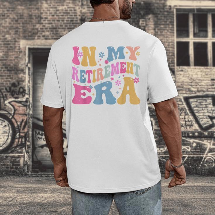 Retro Groovy Retirement Era Retired Teacher Men's Back Print T-Shirt, funny design Retro Groovy Retirement Era Retired Teacher Men's Back Print T-Shirt, funny design
