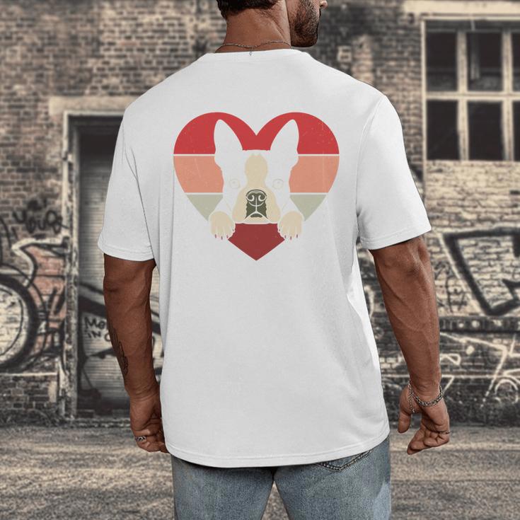Retro Heart Boston Terrier Dog Vintage Valentine Men's Back Print T-Shirt, funny design