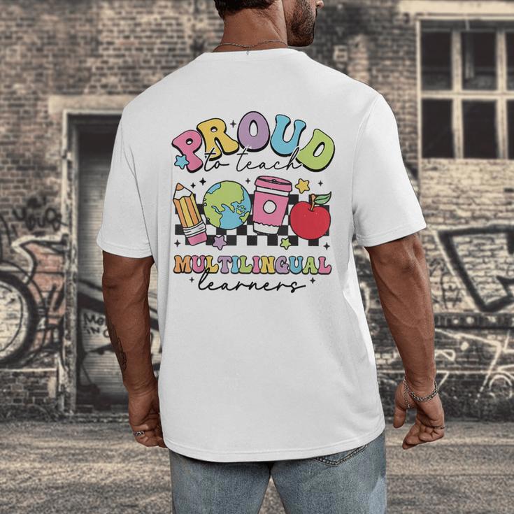 Retro Proud To Teach Multilingual Learners English Teacher Men's Back Print T-Shirt, funny design Retro Proud To Teach Multilingual Learners English Teacher Men's Back Print T-Shirt, funny design