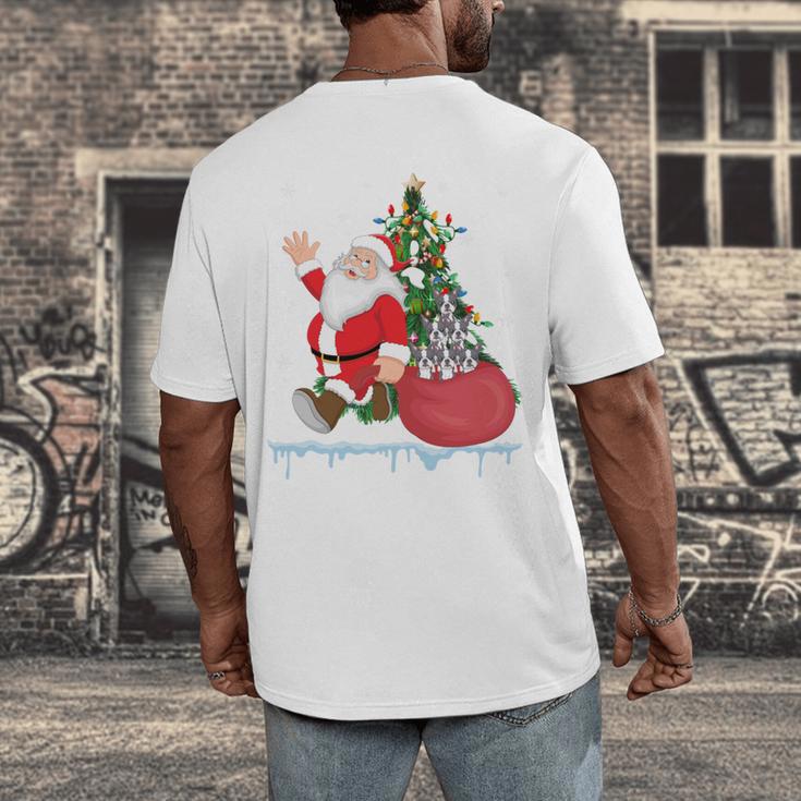 Santa Ugly Christmas Tree Lights Boston Terrier Dog Lover Men's Back Print T-Shirt, funny design