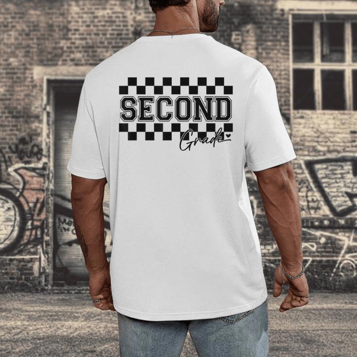 Second Grade Checkered Teacher 1st Day Back To School Women Men's Back Print T-Shirt, funny design Second Grade Checkered Teacher 1st Day Back To School Women Men's Back Print T-Shirt, funny design