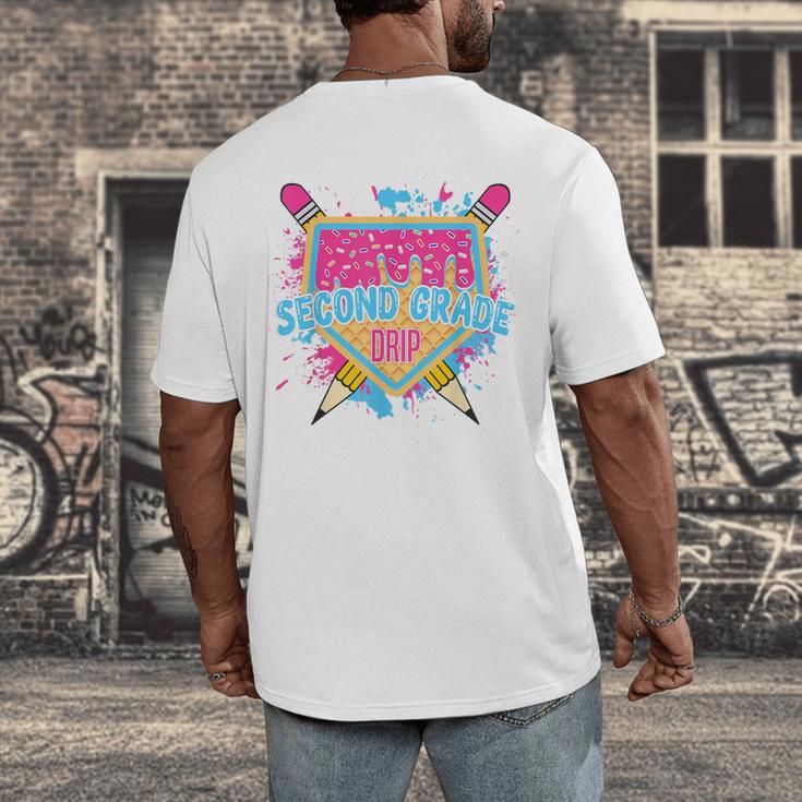 Second Grade Drip Ice Cream Home Plate Baseball Teachers Kid Men's Back Print T-Shirt, funny design Second Grade Drip Ice Cream Home Plate Baseball Teachers Kid Men's Back Print T-Shirt, funny design