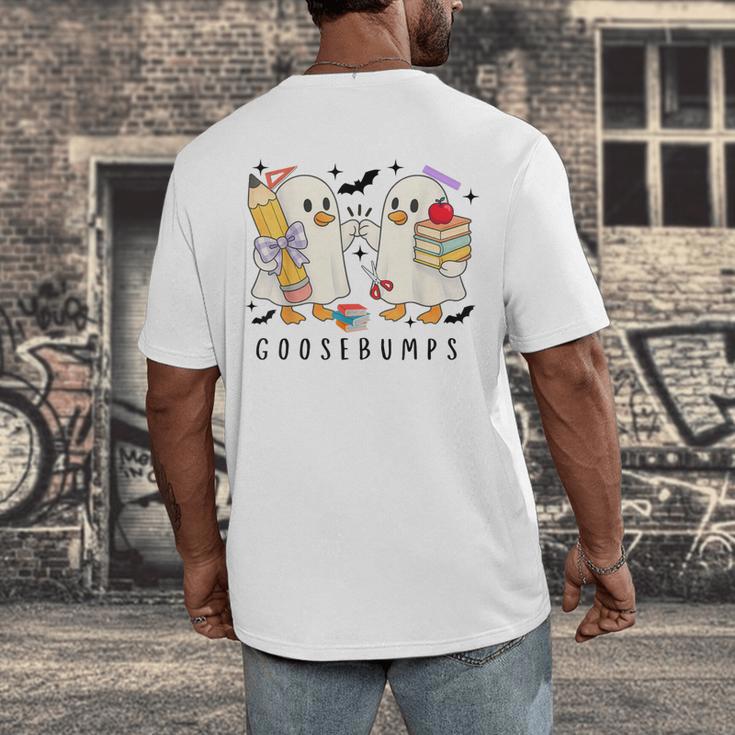 Silly Goose Spooky Teacher Halloween Cute Goosebumps Men's Back Print T-Shirt, funny design