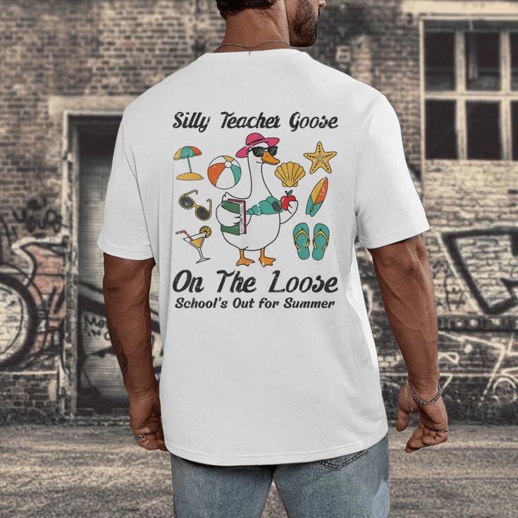 Silly Teacher Goose On The Loose School Out Summer Women Men Men's Back Print T-Shirt, funny design Silly Teacher Goose On The Loose School Out Summer Women Men Men's Back Print T-Shirt, funny design