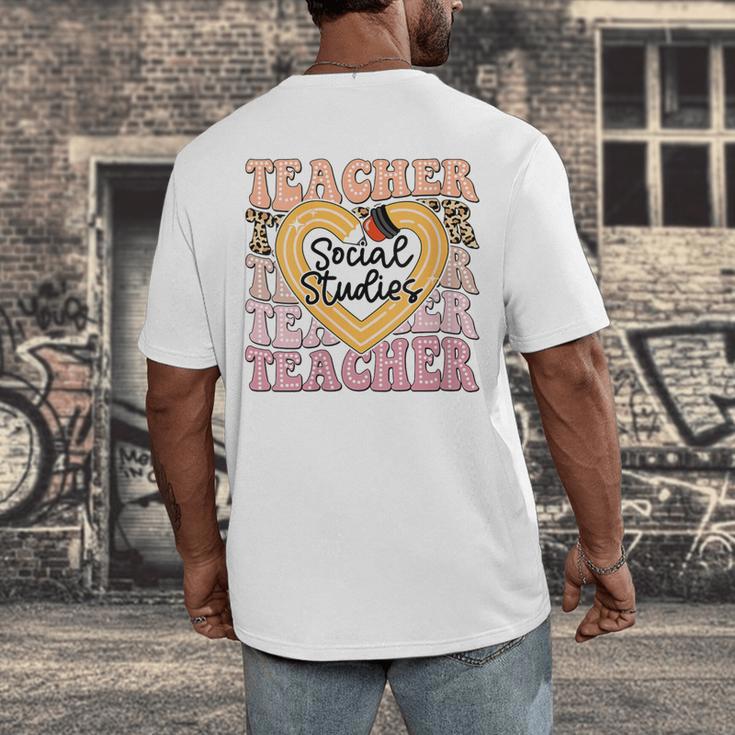 Social Studies Teacher Pencil Heart Leopard Back To School Men's Back Print T-Shirt, funny design Social Studies Teacher Pencil Heart Leopard Back To School Men's Back Print T-Shirt, funny design