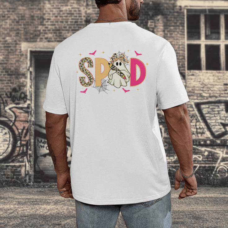 Sped Teacher Halloween Ghost Special Education Preppy Fall Men's Back Print T-Shirt, funny design Sped Teacher Halloween Ghost Special Education Preppy Fall Men's Back Print T-Shirt, funny design