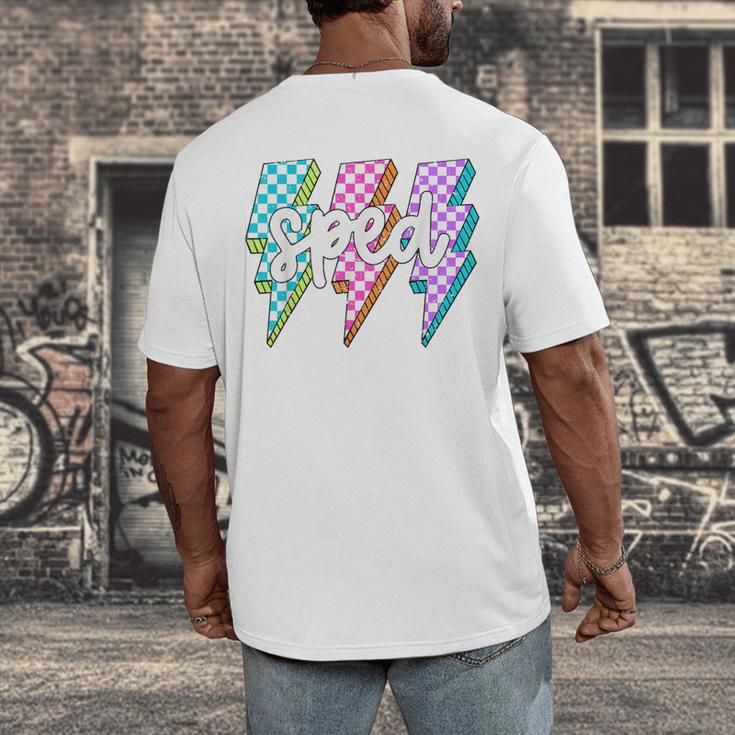 SPED Teacher Squad Lightning Bolt Special Education Men's Back Print T-Shirt, funny design SPED Teacher Squad Lightning Bolt Special Education Men's Back Print T-Shirt, funny design