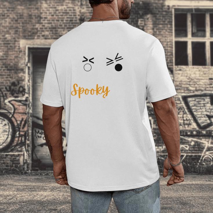 Spooky Inequalities Ghosts Halloween Math Teacher Men's Back Print T-Shirt, funny design
