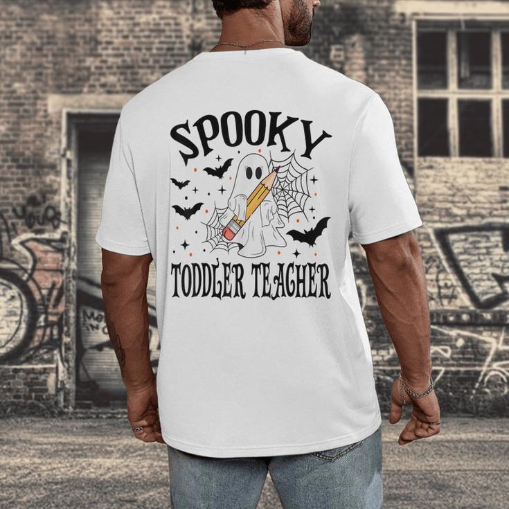 Spooky Toddler Teacher Halloween School Men's Back Print T-Shirt, funny design