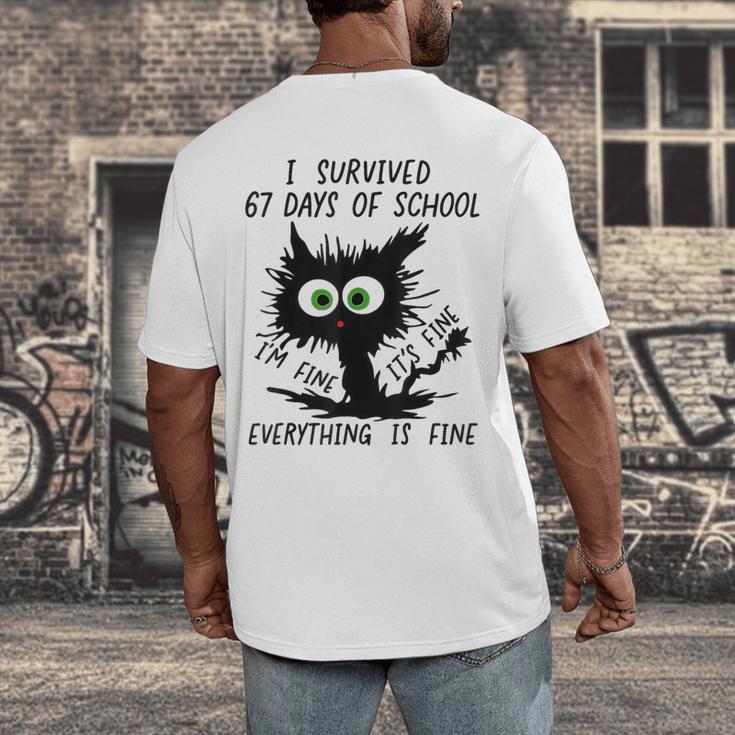 I Survived 67 Days Of School Teachers Students Humor Men's Back Print T-Shirt, funny design I Survived 67 Days Of School Teachers Students Humor Men's Back Print T-Shirt, funny design