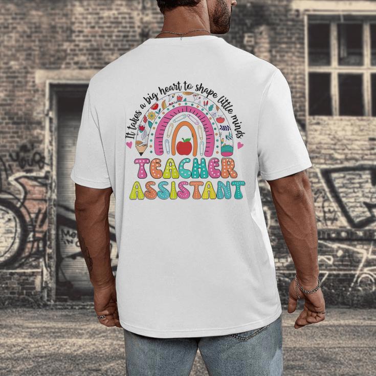 It Takes A Big Heart To Shape Little Minds Teacher Assistant Men's Back Print T-Shirt, funny design It Takes A Big Heart To Shape Little Minds Teacher Assistant Men's Back Print T-Shirt, funny design