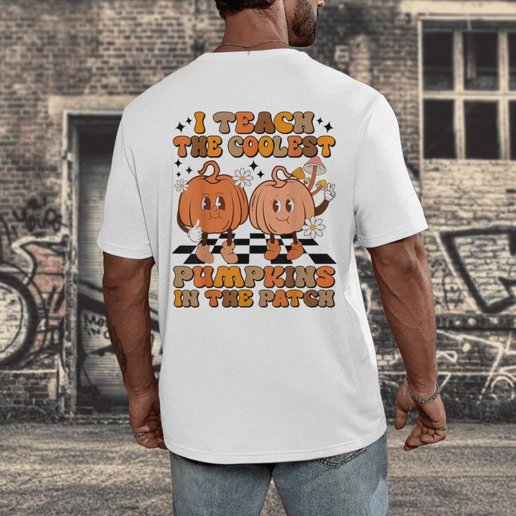 I Teach The Coolest Pumpkins In The Patch Teacher Halloween Men's Back Print T-Shirt, funny design