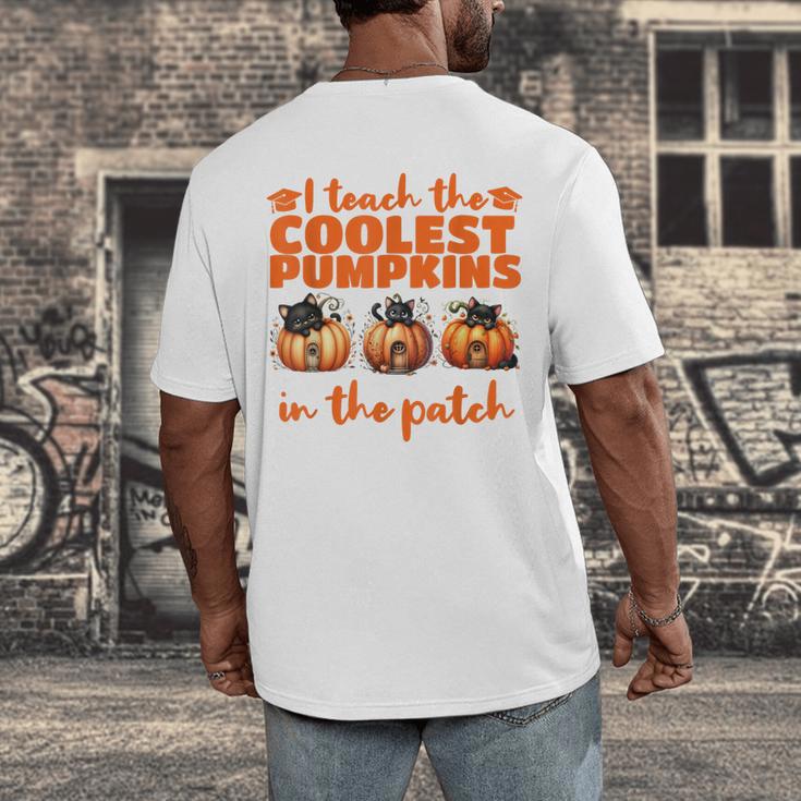 I Teach The Cutest Pumpkins Halloween Teacher Cat Lover Men's Back Print T-Shirt, funny design I Teach The Cutest Pumpkins Halloween Teacher Cat Lover Men's Back Print T-Shirt, funny design