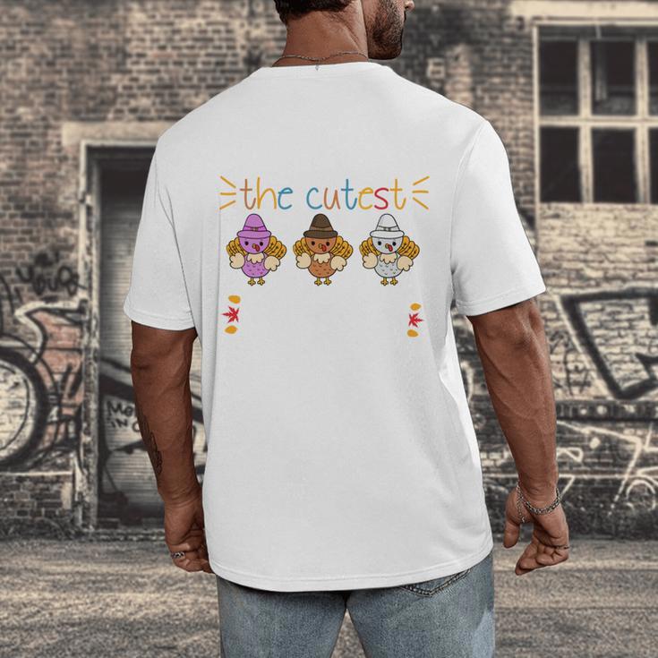 I Teach The Cutest Turkeys School Teachers Thanksgiving Men's Back Print T-Shirt, funny design I Teach The Cutest Turkeys School Teachers Thanksgiving Men's Back Print T-Shirt, funny design