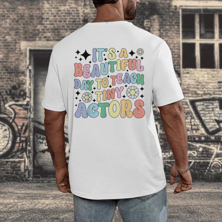 Teach Tiny Actors Theater Drama Teacher Drama Teaching Men's Back Print T-Shirt, funny design