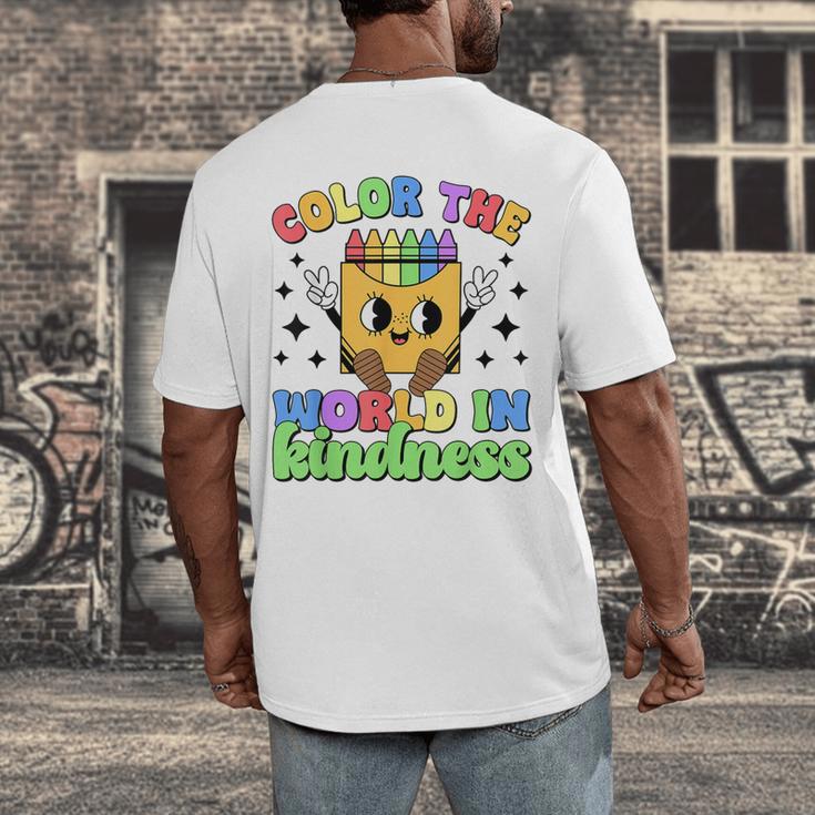 Teacher Back To School Color In Kindness Crayon Pencil Men's Back Print T-Shirt, funny design