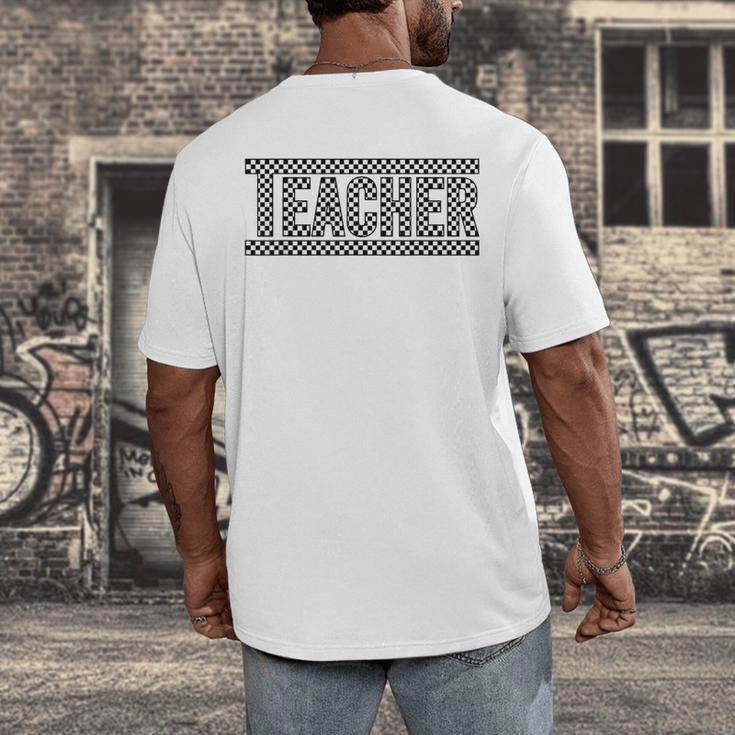 Teacher Checkered Racing Teacher Appreciation Men Women Men's Back Print T-Shirt, funny design Teacher Checkered Racing Teacher Appreciation Men Women Men's Back Print T-Shirt, funny design