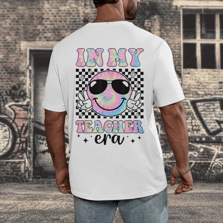 In My Teacher Era Groovy Tie Dye Back To School Cute Teacher Men's Back Print T-Shirt, funny design In My Teacher Era Groovy Tie Dye Back To School Cute Teacher Men's Back Print T-Shirt, funny design