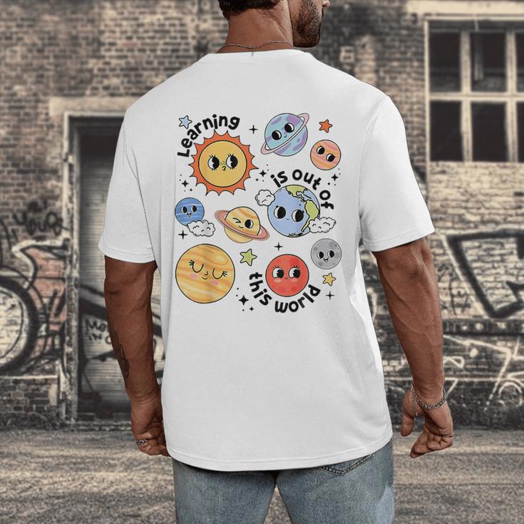 Teacher Space Science Learning Is Out Of World Solar System Men's Back Print T-Shirt, funny design Teacher Space Science Learning Is Out Of World Solar System Men's Back Print T-Shirt, funny design