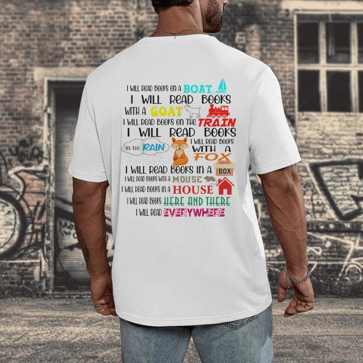 Teacher I Will Read Book On Boat Kids Women Bookworm Men's Back Print T-Shirt, funny design Teacher I Will Read Book On Boat Kids Women Bookworm Men's Back Print T-Shirt, funny design